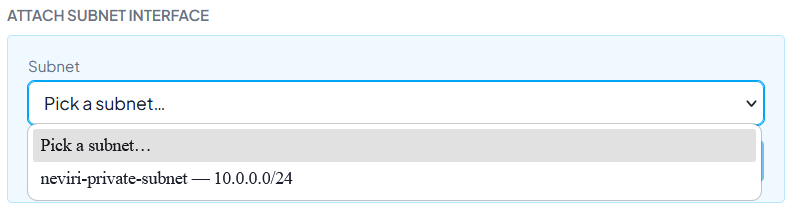 Subnet Dropdown Selection